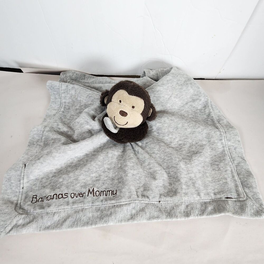 Carters Unisex Lovey Monkey Bananas Over Mommy Rattle Toy Satin Back Plush Brown